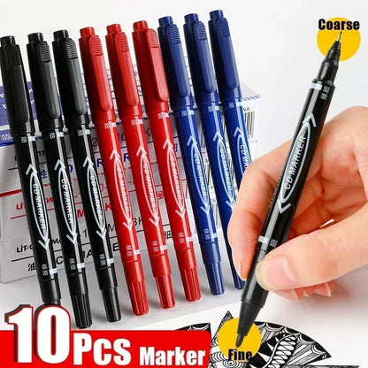 Permanent Marker Pens (5/10PCS) – Twin Tip Oil-Based Ink for School & Office