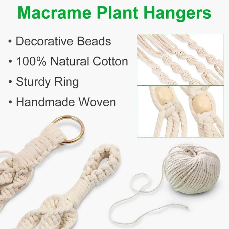 Handmade Macrame Plant Hanger – Cotton Hanging Flower Pot Holder for Indoor & Outdoor Decor
