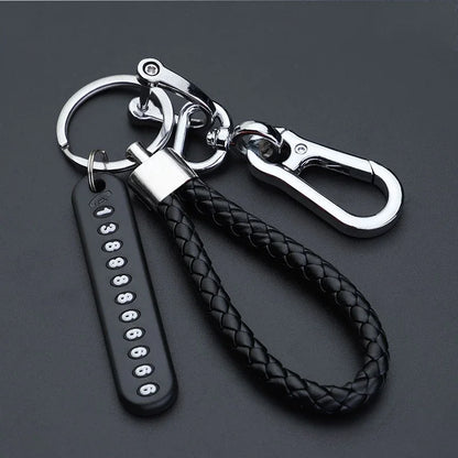 Motorcycle Lock Keychain Pendant – Anti-Lost Leather Rope Key Holder for Men & Women