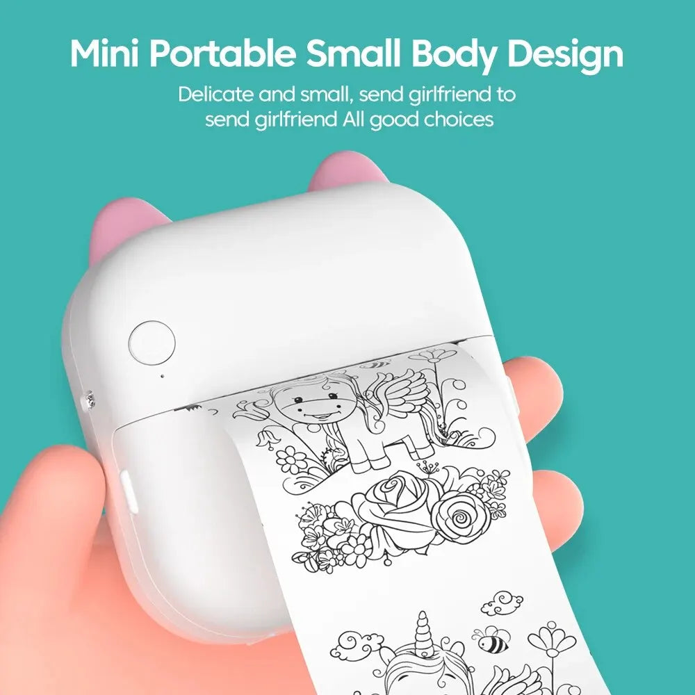 Portable Mini Thermal Photo Printer – Rechargeable Bluetooth Label Printer for Text, Photos & Symbols