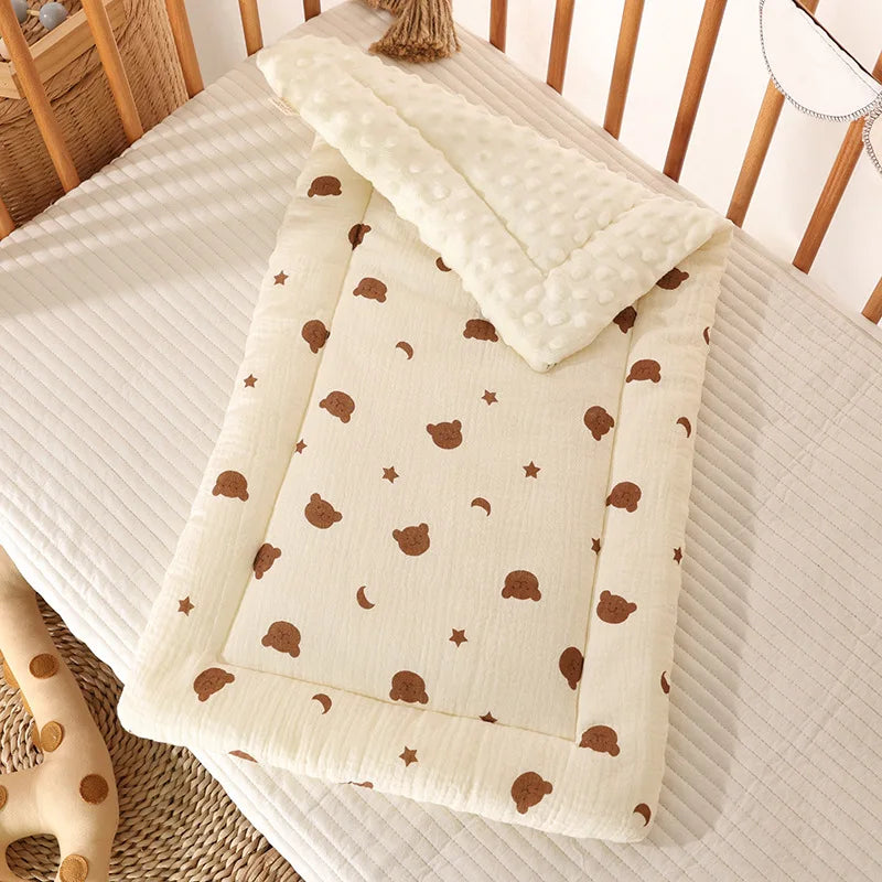 Double-Sided Baby Crib Mattress Pad – Thick Cotton Toddler Bed Cushion for Cradle & Stroller