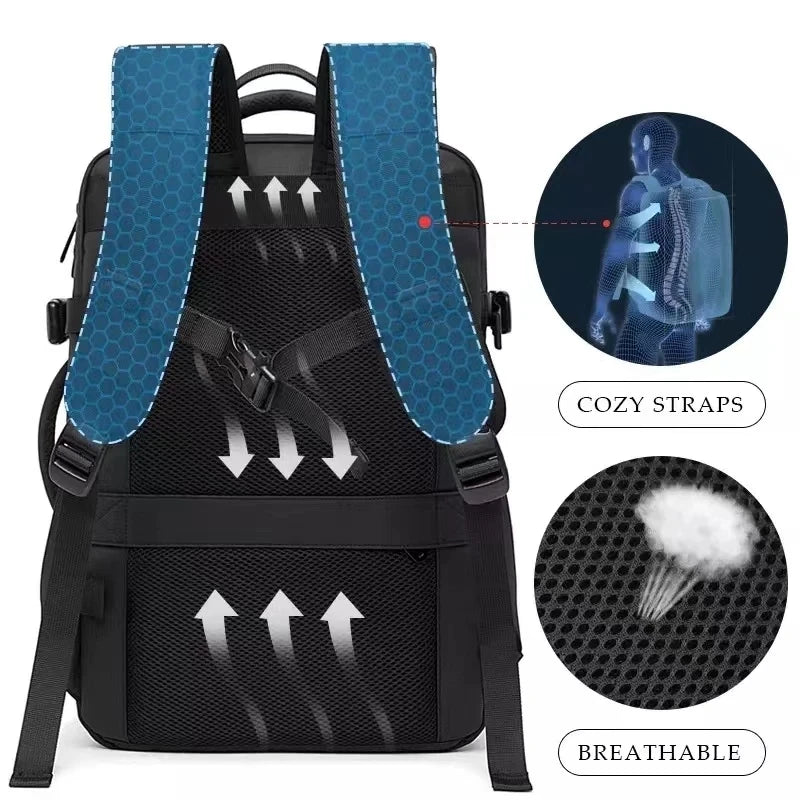 BANGE Expandable Business Laptop Backpack – Large Capacity Waterproof USB Travel Bag for 17.3” Laptop