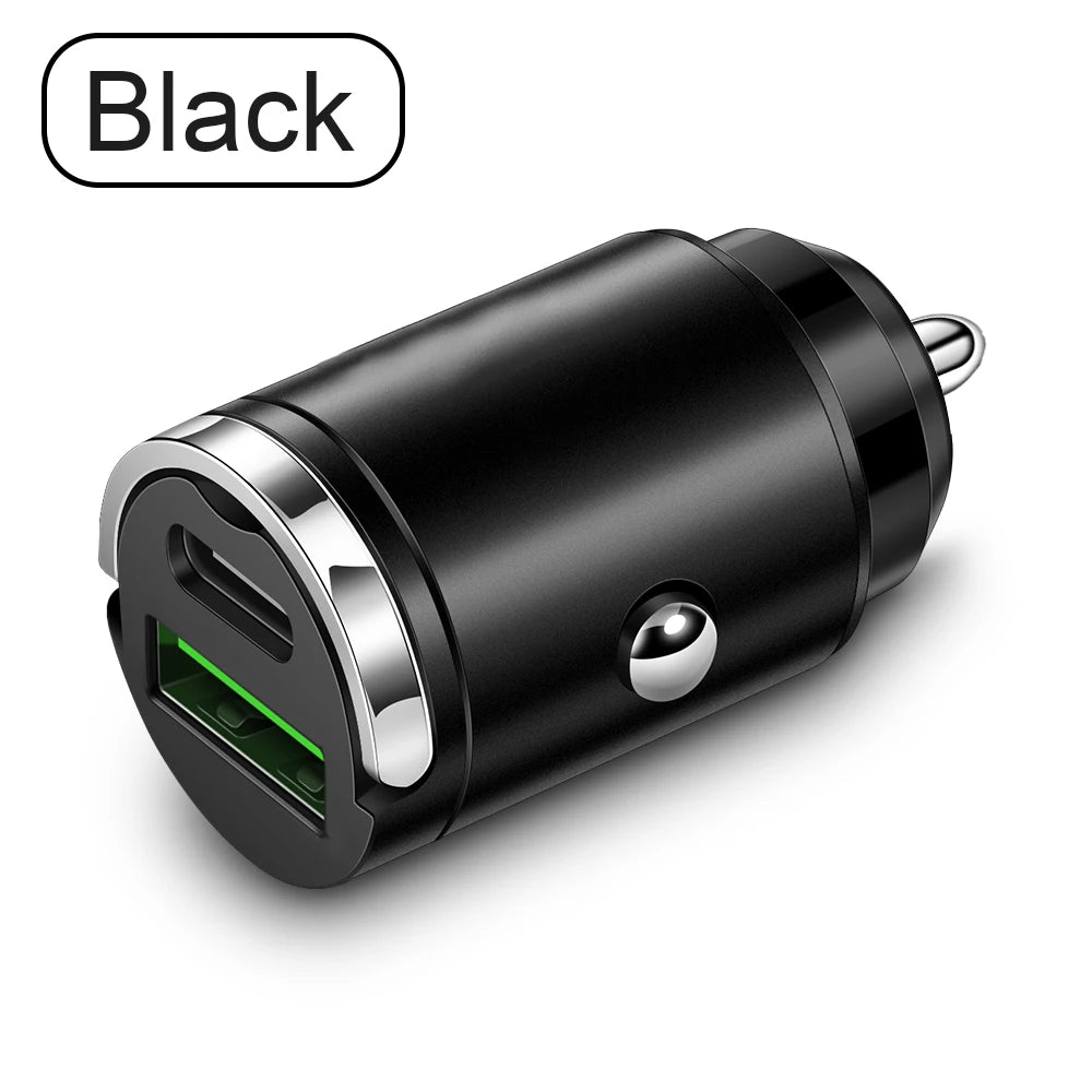 Mini PD USB Car Charger – Type-C Fast Car Charger with QC3.0 for iPhone, Samsung, Xiaomi & Huawei