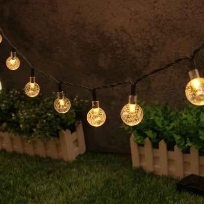 Solar Bubble Ball String Lights – Waterproof LED Water Drop Lights for Outdoor Christmas, Patio, Garden & Holiday Decorations