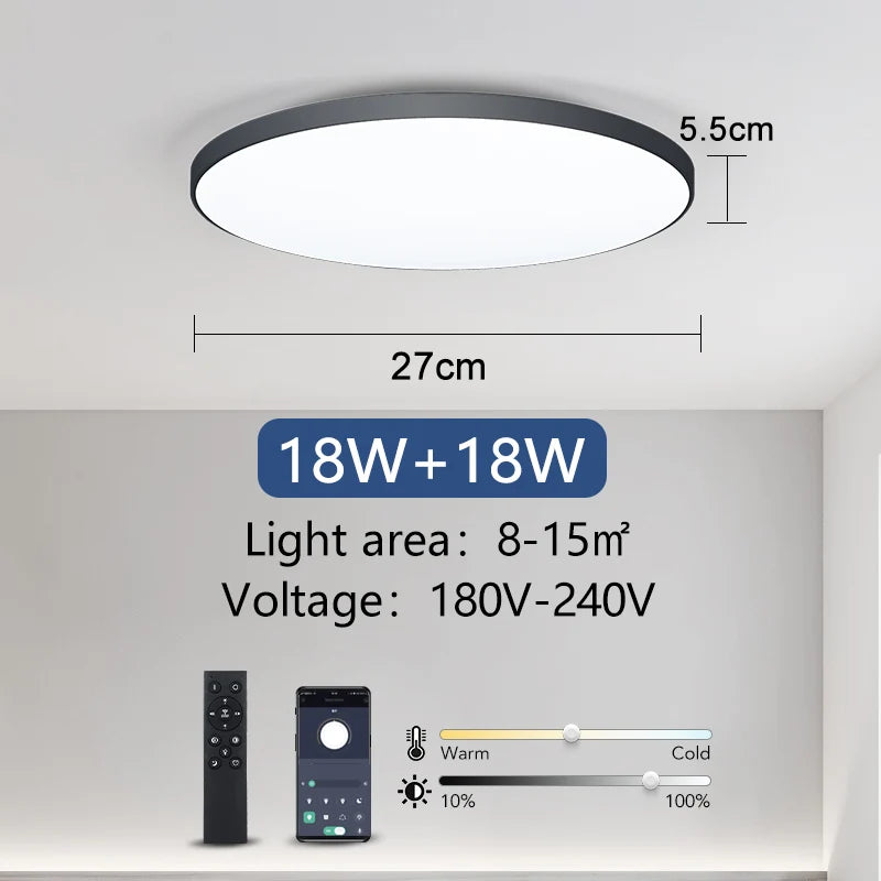 Remote Control Ceiling Lamp – Dimmable LED Chandelier Lighting for Living Room, Bedroom & Kitchen