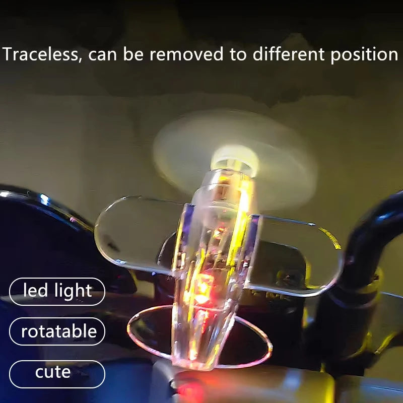 Wind-Powered LED Airplane Ornament – Motorcycle & Car Rearview Mirror Decoration with Rotating Lights