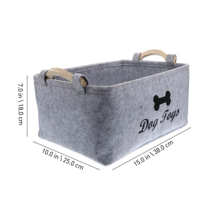 Dog Toy Basket Pet Storage Box – Felt Organizer Bin for Toys and Accessories