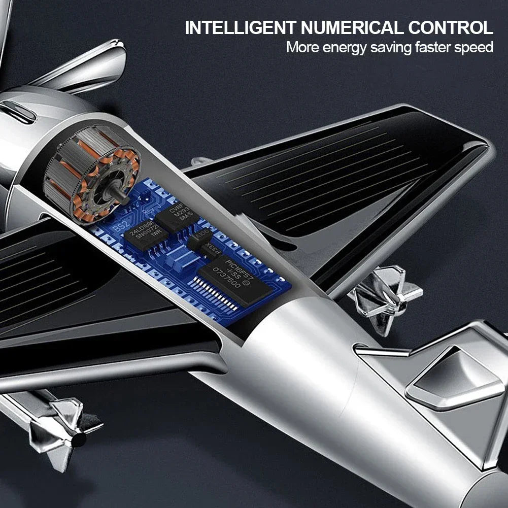 Solar-Powered Rotating Airplane Ornament – Dashboard Car Decoration & Desktop Display