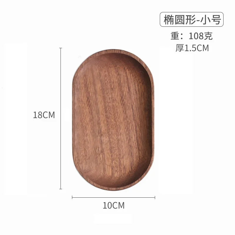 Japanese Style Wooden Oval Serving Tray – Food Plate, Tea Cup Saucer, Fruit Plate & Decorative Pallet