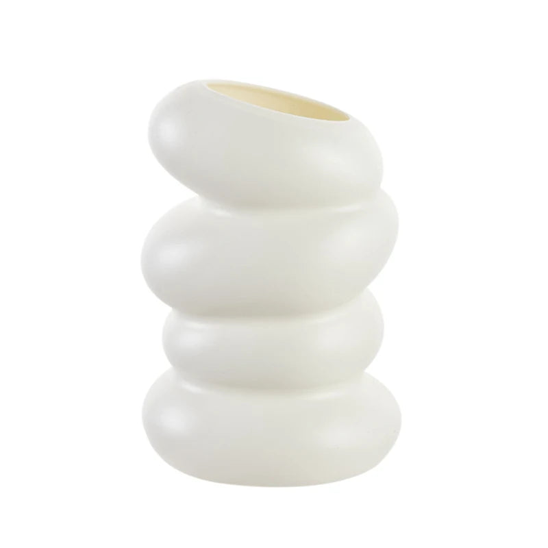 White Imitation Ceramic Plastic Vase – Nordic Decorative Flower Pot for Home, Wedding, or Table Centerpiece