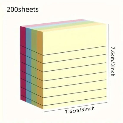 200 Pages of Colorful Sticky Notes – Self-Adhesive Memo Pads for Office, School & Home Organization