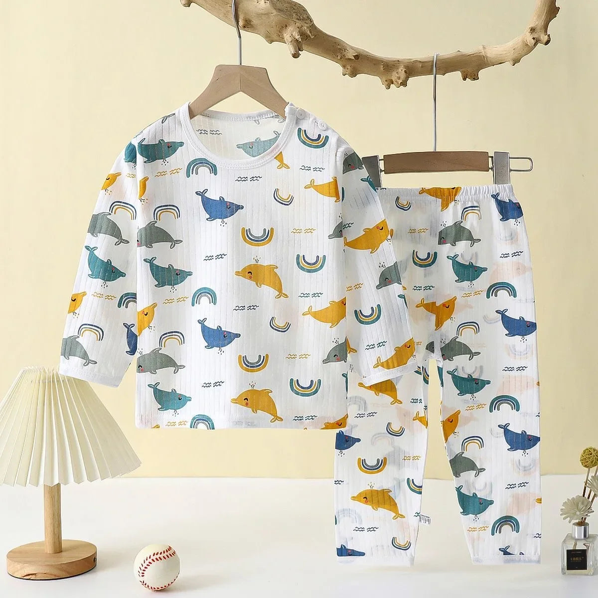 Children's Cotton Pajama Set – Long/Short Sleeve Homewear for Boys and Girls (Autumn/Winter)