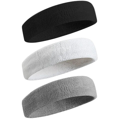 3pcs Sports Headbands – Sweatproof Moisture-Wicking Bands for Tennis, Basketball, Running & Gym