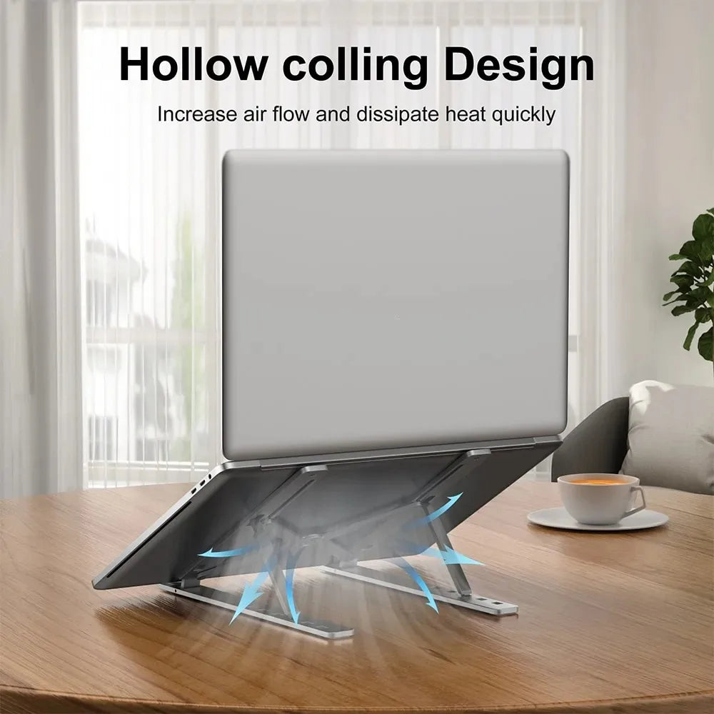 Foldable Adjustable Laptop Stand – Portable Aluminum Alloy & ABS Notebook Holder for MacBook, Laptop, PC