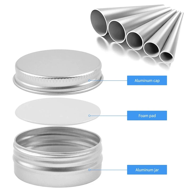 10-Pack Silver Aluminum Screw-Top Tins – Round Containers for Candles, Spices, Gifts