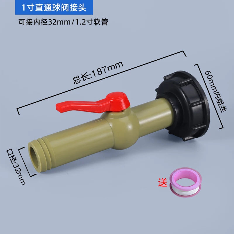 IBC Tank Adapter with Tap – S60X6 Garden Hose Connector for Irrigation
