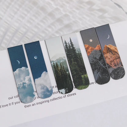 JIANQI Magnetic Bookmarks (2pcs) – Scenic Literary Reading Tools for School & Office