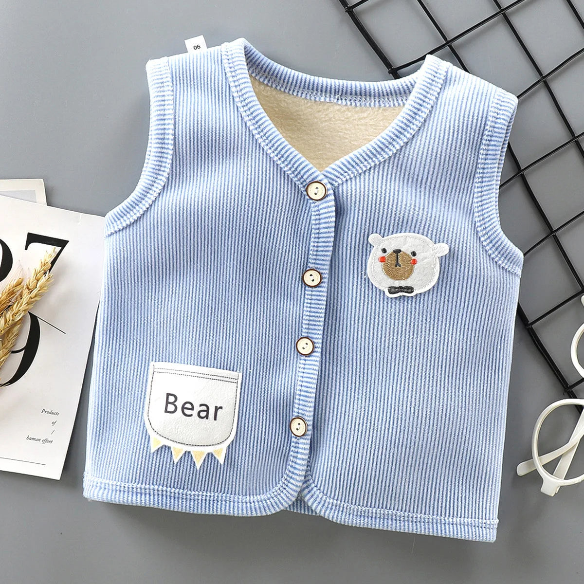 Kids Velvet-Lined Winter Vest – Thicken Warm Waistcoat Jacket for Boys & Girls (9M–7Y)