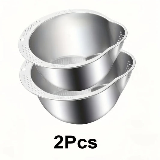 Rice Washer Strainer Bowl Stainless Steel 304 Rice Washing Bowl Rice Sieve Colander Fruit And Vegetable Strainer Kitchen Tools