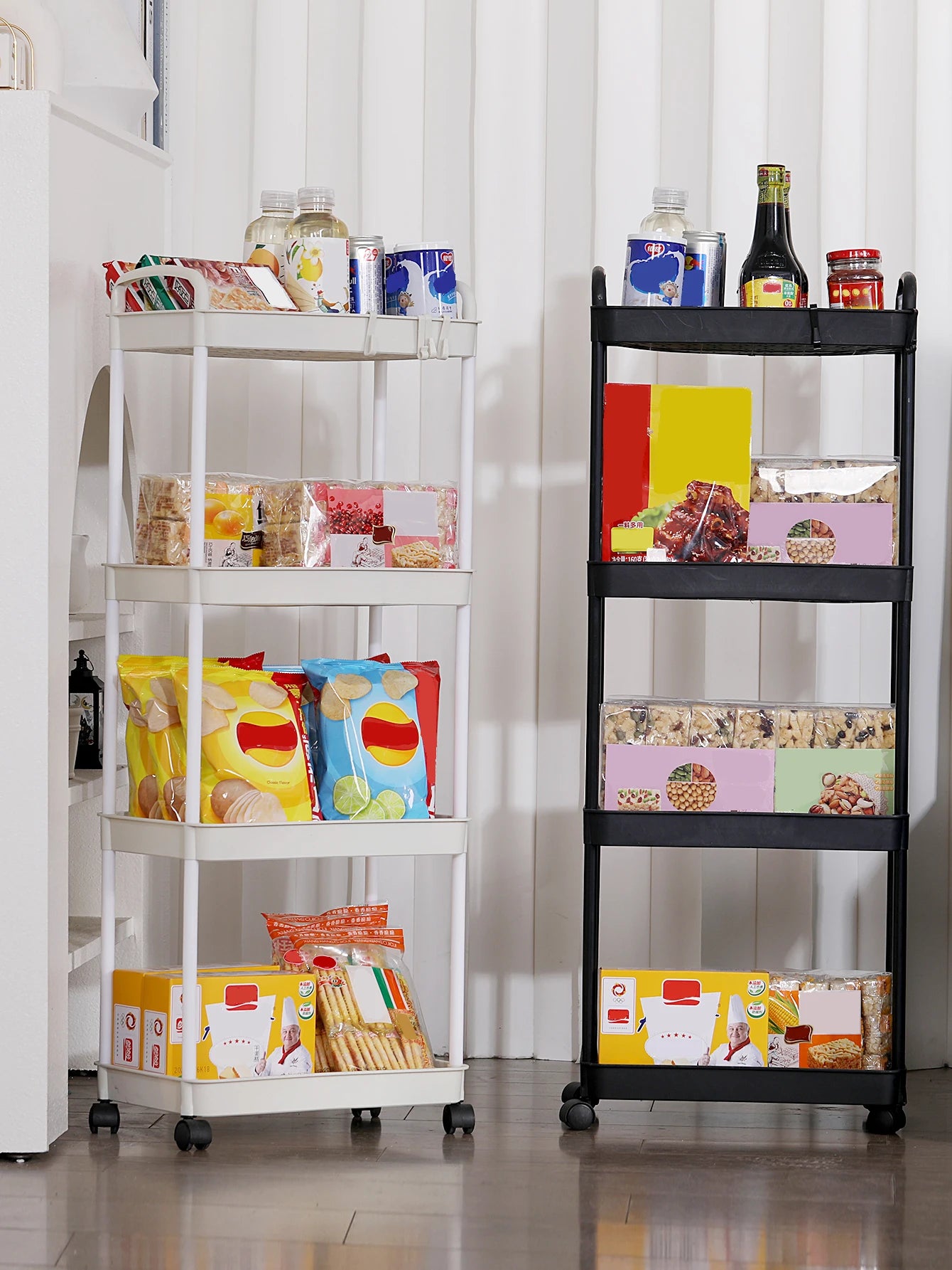 3/4-Tier Multi-Layer Rolling Storage Cart – Mobile Kitchen, Bathroom & Bedroom Organizer with Lockable Wheels