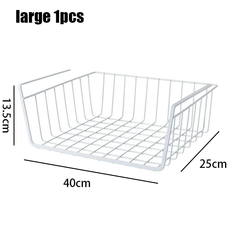 Multi-Functional Perforated Hanging Storage Basket – Iron Wire Rack for Kitchen & Bathroom Organization