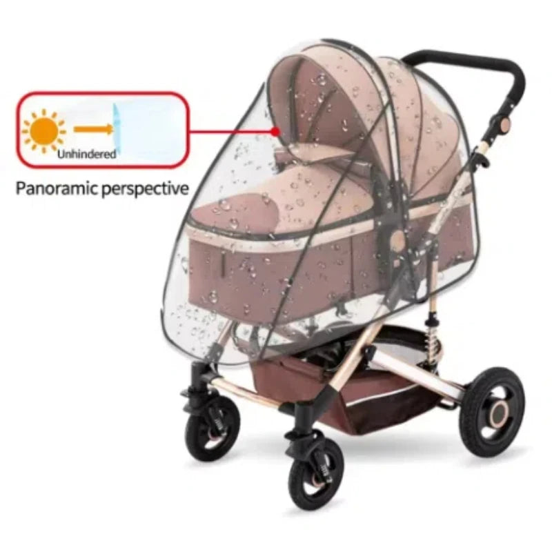 Universal Stroller Rain Cover – Waterproof, Dustproof, Transparent Weather Shield for Baby Prams
