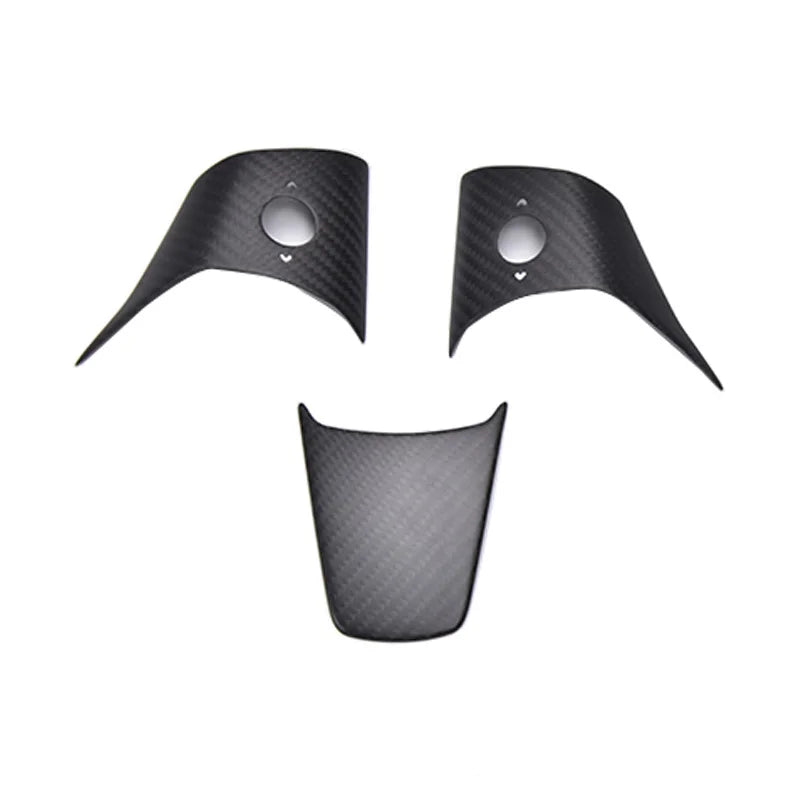 Real Dry Carbon Fiber Car Steering Wheel Cover Kit for Tesla 2016-2022 Model 3 Model Y Auto Exterior Accessories