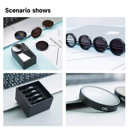 TELESIN CPL ND8 ND16 ND32 Lens Filter Set – Aluminium Frame Camera Filters for DJI OSMO Action 3/4/5 Pro