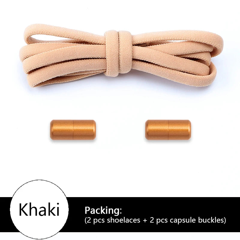 Colored Round No Tie Shoelaces – Elastic Lock Shoelaces with Matte Metal for Sneakers & Casual Shoes