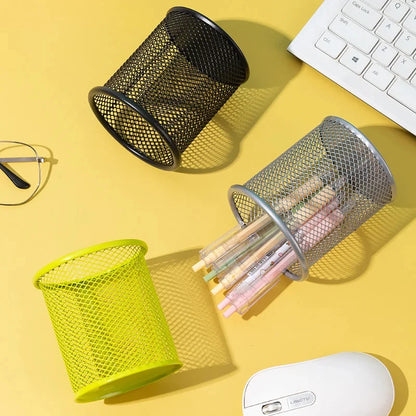 Metal Mesh Pencil Holder – Square Office Desk Organizer for Pens, Markers & Stationery