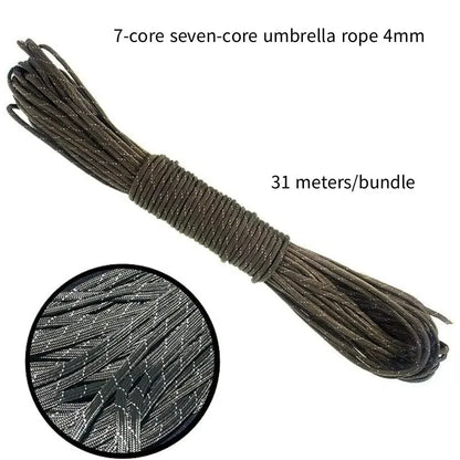 31m Handwoven Seven Core Umbrella Rope – 4mm Diameter Multi-Use Outdoor Camping & Emergency Rope