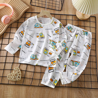Children's Cotton Pajama Set – Long/Short Sleeve Homewear for Boys and Girls (Autumn/Winter)