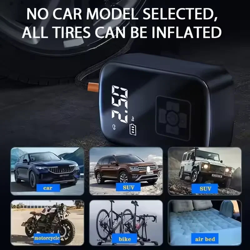 LEIBOO Wired/Wireless Electric Air Pump – Portable Tire Inflator for Cars, Motorcycles & Bicycles