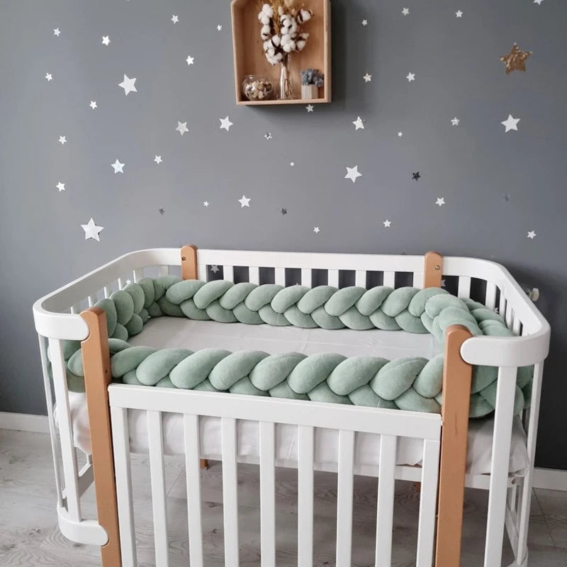 1–4M Braided Crib Bumper – Soft Baby Bed Protector Pillow for Infant Cradle & Nursery Decor