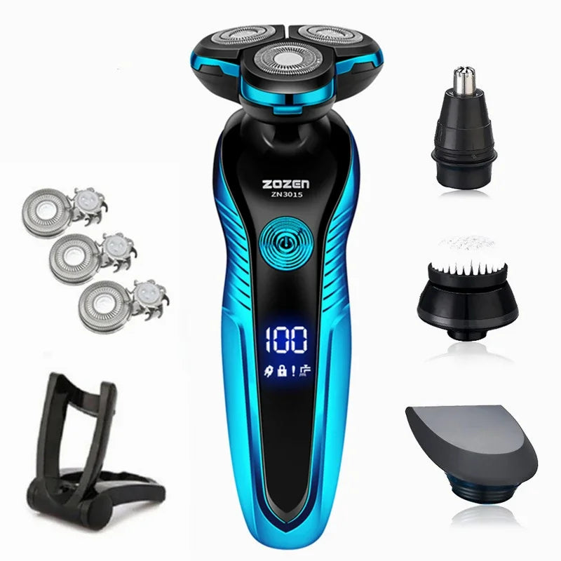 ZOZEN Electric Shaver – Rechargeable Waterproof Razor for Wet & Dry Beard & Body Hair Trimming