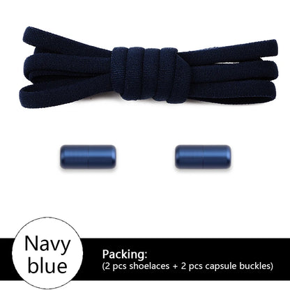 Colored Round No Tie Shoelaces – Elastic Lock Shoelaces with Matte Metal for Sneakers & Casual Shoes