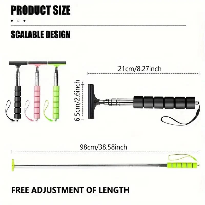 Telescopic Car Rearview Mirror Wiper with Stainless Steel Handle – Auto Glass Cleaning Tool