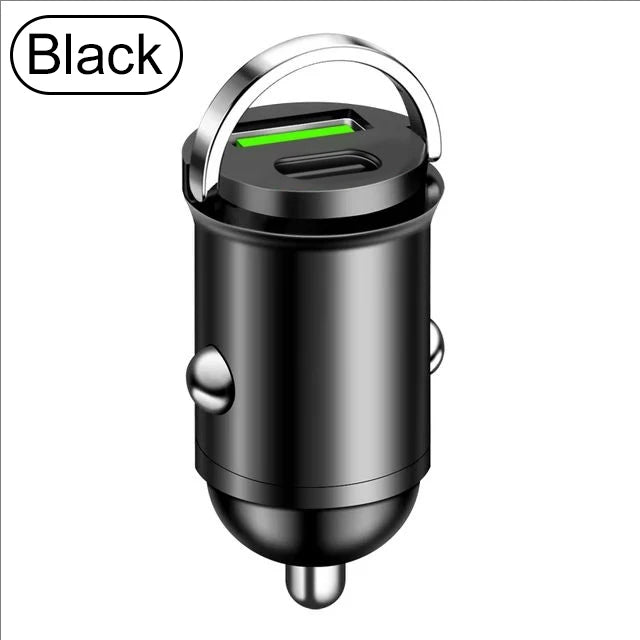 Mini PD USB Car Charger – Type-C Fast Car Charger with QC3.0 for iPhone, Samsung, Xiaomi & Huawei