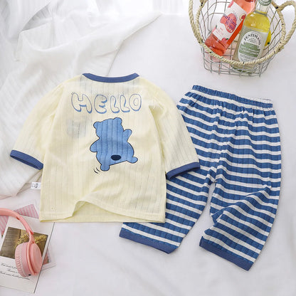 2PCS Baby Pajamas Set – Cotton Toddler Long Sleeve Cartoon Sleepwear for Boys & Girls