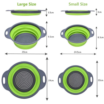 LMETJMA Round Folding Colander BPA Free Fruits Vegetables Washing Drain Basket Kitchen Colander Strainer Dishwasher Safe KC0236