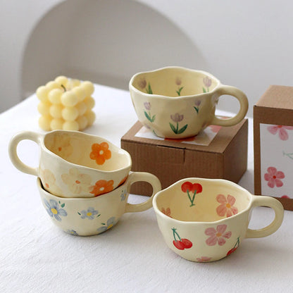 Handcrafted Ceramic Coffee Mug – 8.5oz Irregular Korean Style Tea Cup for Milk, Oatmeal & Breakfast
