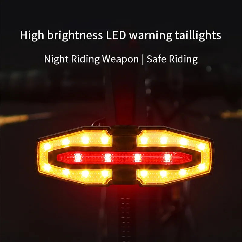 USB Rechargeable Wireless Bike Turn Signals – Waterproof Rear Light with Remote Control