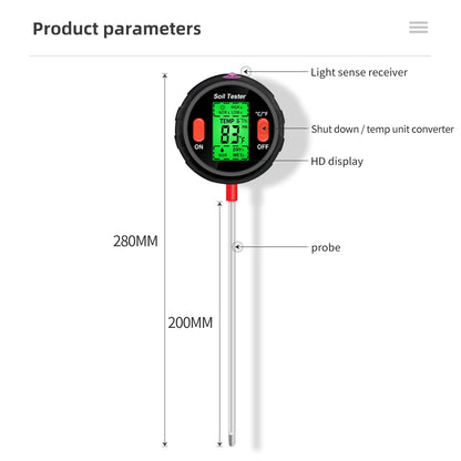 5-in-1 PH Soil Tester – Portable Moisture Meter, Thermometer, Humidity & Water Analyzer for Gardening & Hydroponics