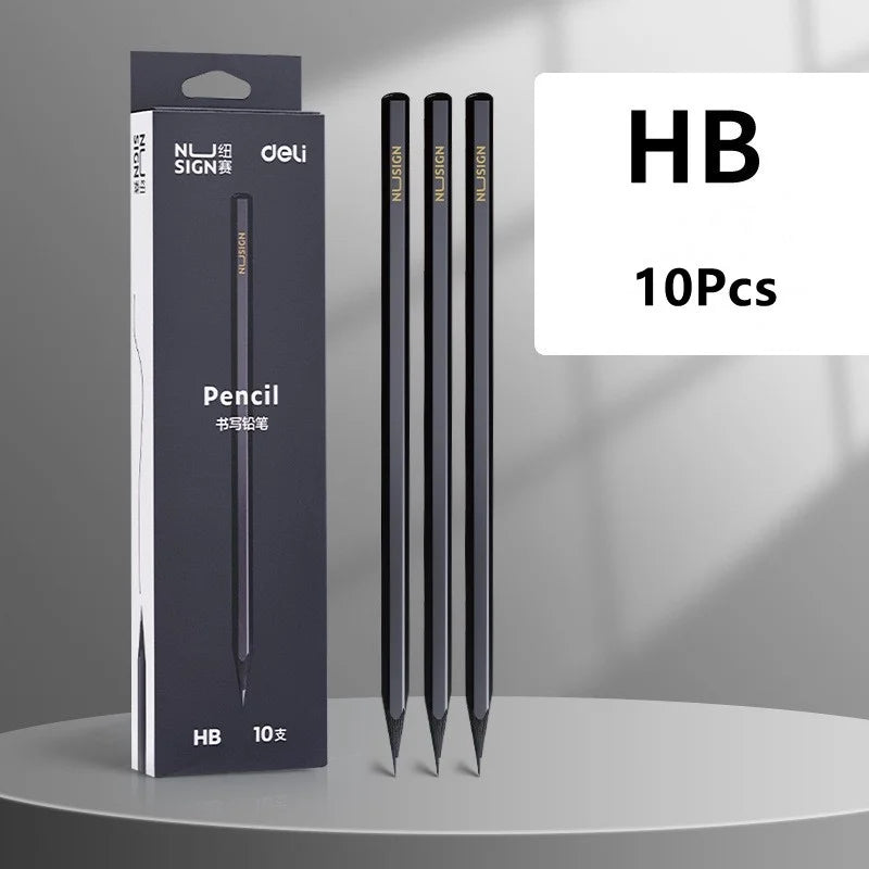 Black Wood Graphite Pencil Set – 10pcs HB & 2B Writing Pencils for School or Office Use