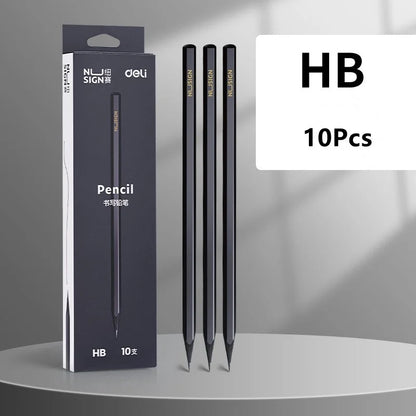 Black Wood Graphite Pencil Set – 10pcs HB & 2B Writing Pencils for School or Office Use