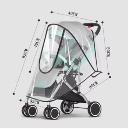 Universal Stroller Rain Cover – Waterproof, Dustproof, Transparent Weather Shield for Baby Prams