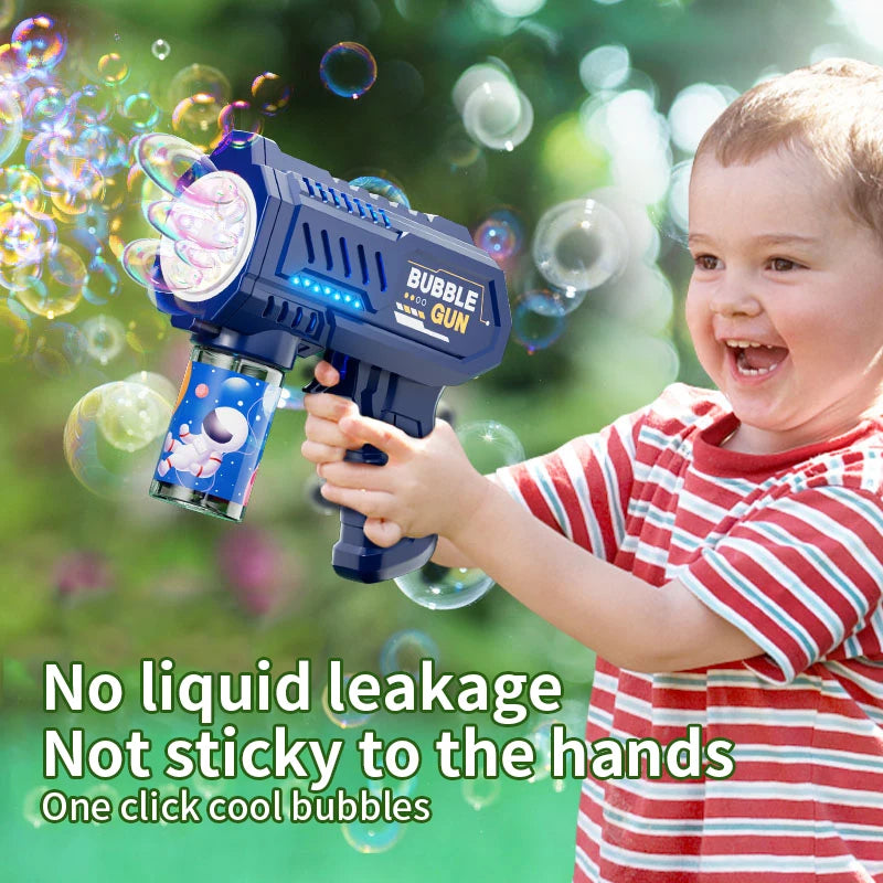 Children’s 10 Launcher Portable Electric Bubble Gun – LED Light Bubble Toy for Boys & Girls