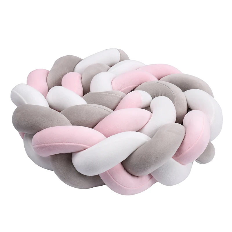 1–4M Braided Crib Bumper – Soft Baby Bed Protector Pillow for Infant Cradle & Nursery Decor