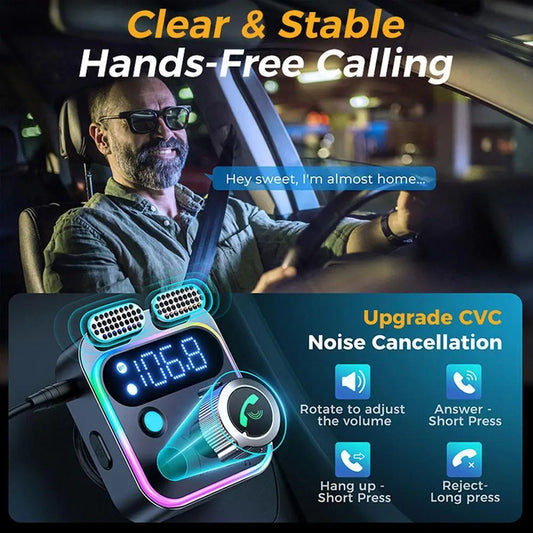 Bluetooth 5.3 FM Transmitter 4 Port USB Car Charger Type C PD 250W Fast Charging Adapter For Huawei OPPO Oneplus 14