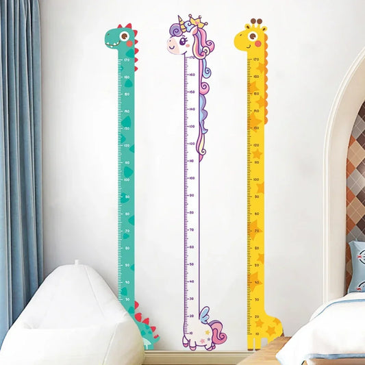 Whimsical Animal Growth Chart Wall Decals – Unicorn, Dino & Giraffe Height Stickers for Nursery & Kids Room Decor